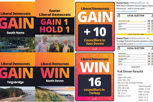 A smashing set of local election results for Devon Lib Dems: gaining South Hams, Teignbridge and Mid Devon councils, winning North Devon, and making significant gains in East Devon, Exeter and Torridge.