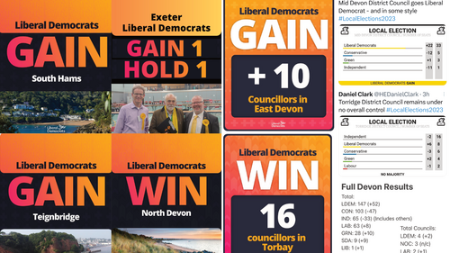 A smashing set of local election results for Devon Lib Dems: gaining South Hams, Teignbridge and Mid Devon councils, winning North Devon, and making significant gains in East Devon, Exeter and Torridge.