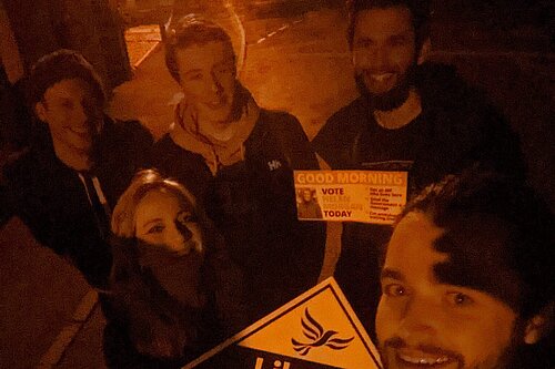 Five sleepy-eyed activists from the South West pre-dawn on polling day for the North Shropshire by-election