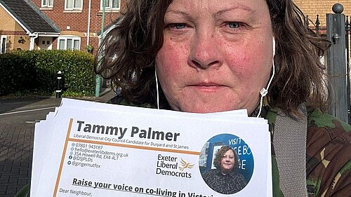 Tammy Palmer delivering street letters concerning the Victoria Street co-living application