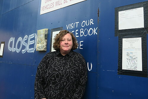 Tammy Palmer in front of the Vanborn & Radford proposed co-living site on Victoria St