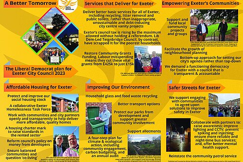 'A Better Tomorrow' - Exeter Lib Dems City Council Manifesto summary policies