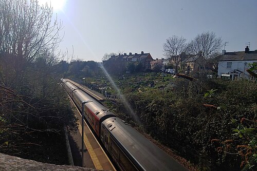 Train passing through Exeter St James