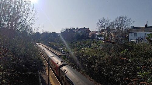 Train passing through Exeter St James