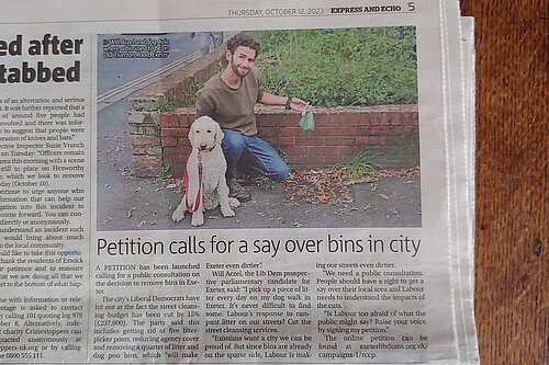 Express & Echo article on Will Aczel's petition for a public consultation on Labour's rubbish cuts